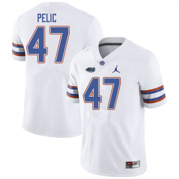 Jordan Brand Men #47 Justin Pelic Florida Gators College Football Jerseys White
